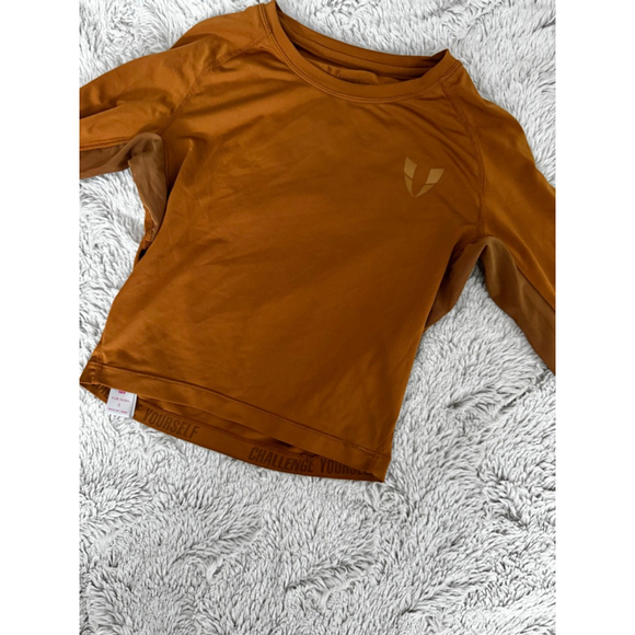 FIRM ABS Size Small Terracotta Deep Mustard Colored Athletic Long Sleeve Wore 1 - Picture 1 of 6